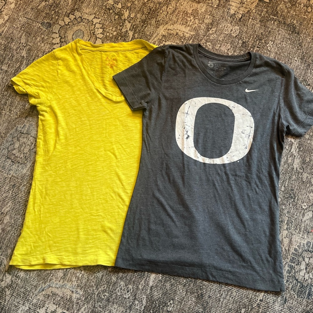 Nike U of O Tee + J Crew Yellow V-Neck XS/Small